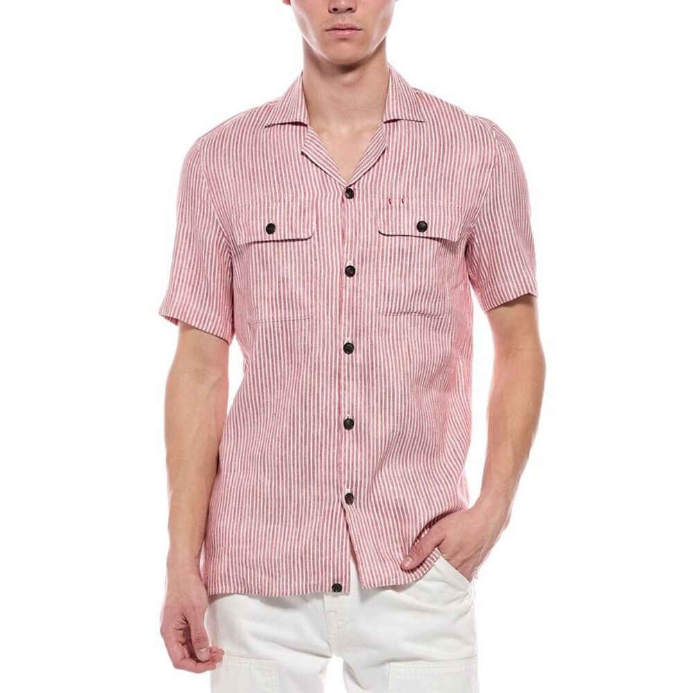 Isaia Mens  Linen & Silk-Blend Shirt, White